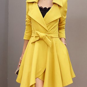 Casual Solid Long Sleeve Ruffled Asymmetrical Coat