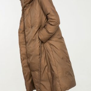 Casual Turtleneck H-line Long Sleeve Plain Down Coat