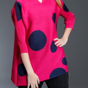 Casual V Neck H-line Polka Dots 3/4 Sleeve Tunic