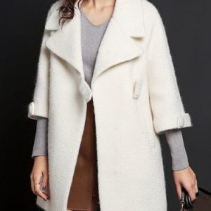 Casual Wool Blend Plain Coat