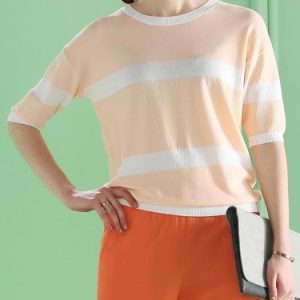 Chalky Yellow Half Sleeve Color-block Blouse