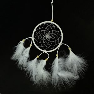 Charm Wind Chimes Pure Handmade Feathers Dream Catcher Pendant with Circular Net