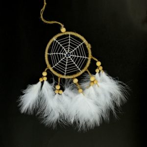 Charm Wind Chimes Pure Handmade Feathers Dream Catcher Pendant with Circular Net