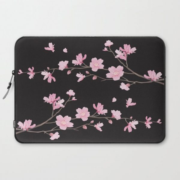 Cherry Blossom - Black Computer Cover by DesignEnrich - Laptop Sleeve - 15"