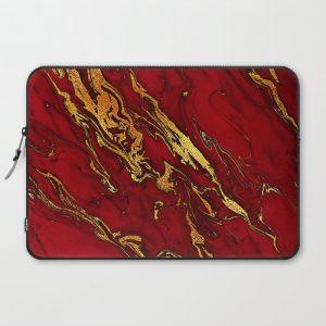 Chic Elegant Fire Red Ombre Glitter Marble Computer Cover by UtArt - Laptop Sleeve - 15"