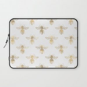 Chic Gold and White Bee Patten Computer Cover by Glitter and Chic - Laptop Sleeve - 13"