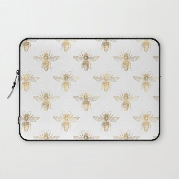 Chic Gold and White Bee Patten Computer Cover by Glitter and Chic - Laptop Sleeve - 13"