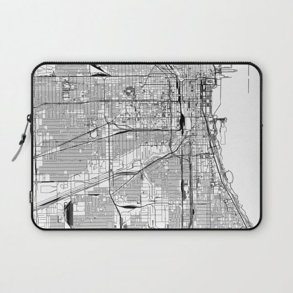 Chicago White Map Computer Cover by multipliCITY - Laptop Sleeve - 13"