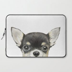 Chihuahua mix color Dog illustration original painting print Computer Cover by MiartDesignCreation - Laptop Sleeve - 15"