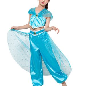 Children Aladdin Cosplay Aqua Tulle Rhinestone 2 Piece Kids Cosplay Costumes Halloween