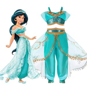 Children Halloween Cosplay Aladdin Princess Jasmine Pant Vest Cotton Kids Cosplay Costumes