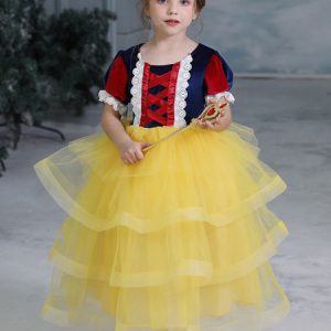 Children Halloween Cosplay Snow White Yellow Dress Kid Princess Cosplay Costumes