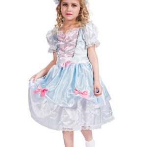 Children Halloween Costume Bow Ruffle Shepherdess Princess Dress Kids Cosplay Costumes