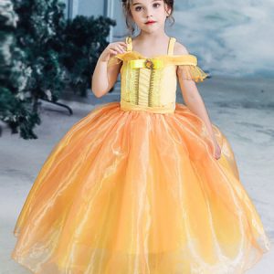 Children Princess Dress Beauty And Beast Belle Yellow Dress Kids Cosplay Costumes