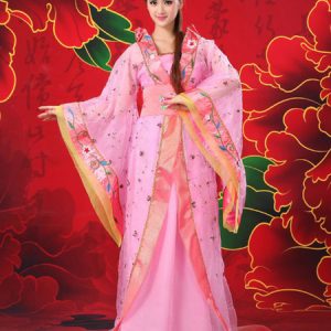 Chinese Costume Female Traditional Rose Chiffon Women Hanfu Dress Ancient Tang Dynasty Clothing 3 Pieces