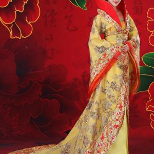 Chinese Costume Female Traditional Yellow Hanfu Dress Ancient Tang Tang Empress WuMeiNiang Cosplaly Costume