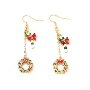 Christmas Candy Cane Wreath Earrings