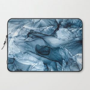 Churning Blue Ocean Waves Abstract Painting Computer Cover by ELIZABETH KARLSON - Laptop Sleeve - 15"