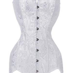 Cincher Corset White Women Jacquard Halloween Steampunk Costume