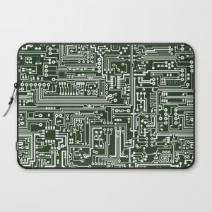 Circuit Board // Green & White Computer Cover by Thin Line Studio - Laptop Sleeve - 15"