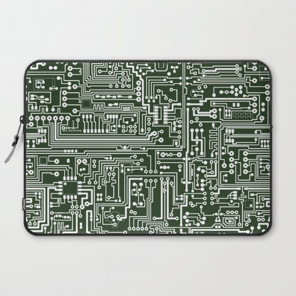 Circuit Board // Green & White Computer Cover by Thin Line Studio - Laptop Sleeve - 15"