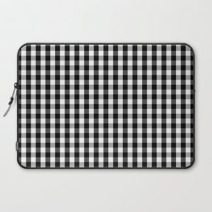 Classic Black & White Gingham Check Pattern Computer Cover by PodArtist - Laptop Sleeve - 15"