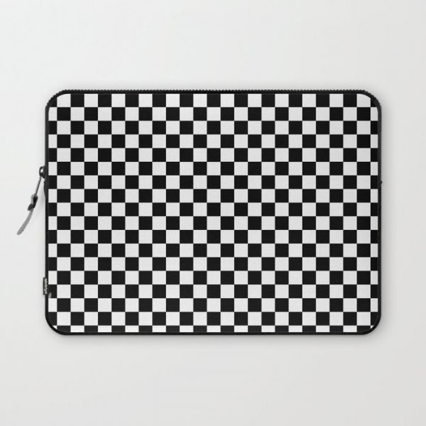 Classic Black and White Race Check Checkered Geometric Win Computer Cover by Saburkitty Designs - Laptop Sleeve - 13"