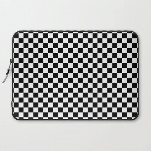 Classic Black and White Race Check Checkered Geometric Win Computer Cover by Saburkitty Designs - Laptop Sleeve - 15"