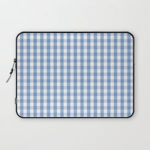 Classic Pale Blue Pastel Gingham Check Computer Cover by PodArtist - Laptop Sleeve - 13"