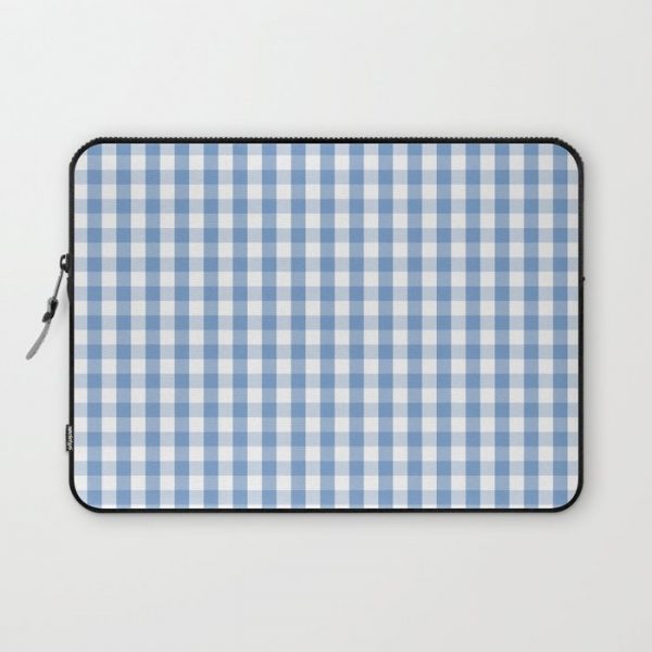 Classic Pale Blue Pastel Gingham Check Computer Cover by PodArtist - Laptop Sleeve - 13"