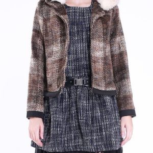 Coffee H-line Ruffled Detachable Casual Fur And Shearling Coat