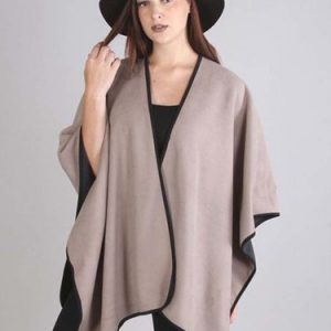 Coffee Reversible Batwing Cape