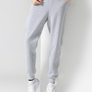 Color-block Casual Plain Cotton-blend Track Pants