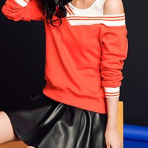 Color-block Casual Stripes Long Sleeve Sweatshirt