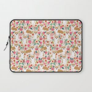 Corgi floral spring bloom flowers nature garden dog dog breeds corgis cute corgi puppies love Computer Cover by PetFriendly - Laptop Sleeve - 13"