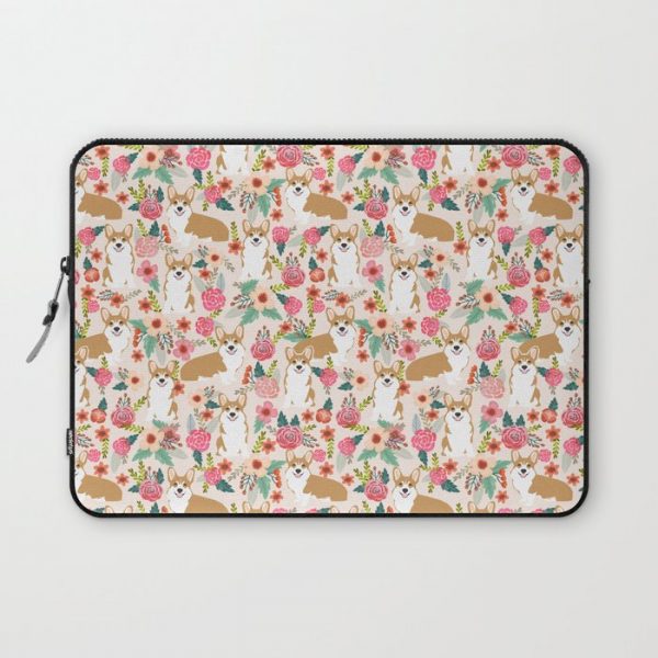 Corgi floral spring bloom flowers nature garden dog dog breeds corgis cute corgi puppies love Computer Cover by PetFriendly - Laptop Sleeve - 13"