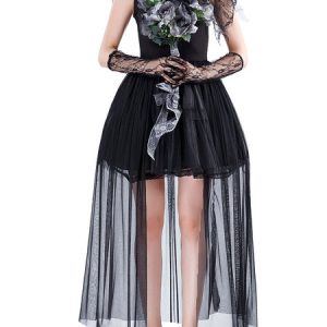 Corpse Bride Halloween Costumes Black Dress Women Holidays Costumes