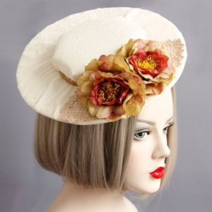 Cosplay Hair Clip Retro White Cotton Flower Shade Hair Clip Hat Jewelry