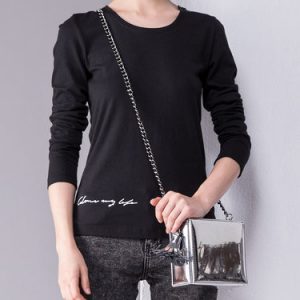 Cotton Casual Letter Crew Neck Long Sleeved Top