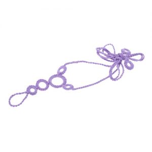 Cotton Thread Crochet Foot Chain Bracelet Anklet Beach Barefoot Sandal with Decorative Circles Purple