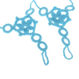 Cotton Thread Crochet Foot Chain Bracelet Anklet Flower Circles Beach Barefoot Sandal Toe Ring Blue