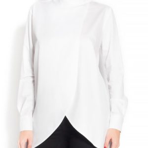 Cotton White Casual Asymmetric Blouse