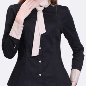 Cotton-blend Casual Long Sleeve Shirt Collar Blouse