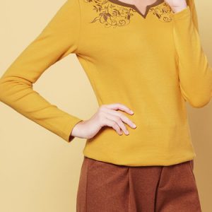 Cotton-blend Long Sleeve H-line Long Sleeved Top