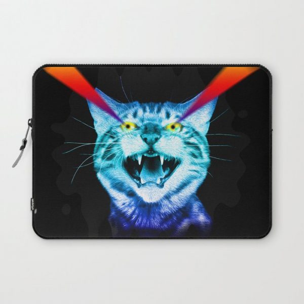 Crazy screaming blue cat with laser vision. Computer Cover by Ivy Artistic - Laptop Sleeve - 13"