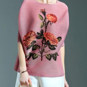 Crew Neck Casual Floral-print Half Sleeve Tunic