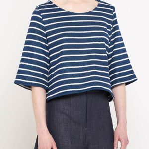 Crew Neck H-line Casual Half Sleeve Cropped Top