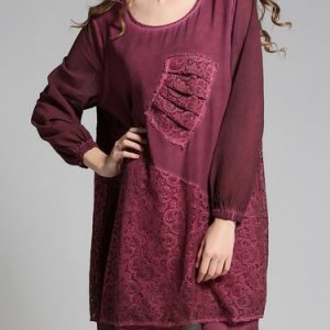 Crew Neck Shift Lace Casual Appliqued Mini Dress