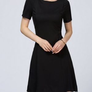 Crew Neck Short Sleeve Casual Folds Midi Dress