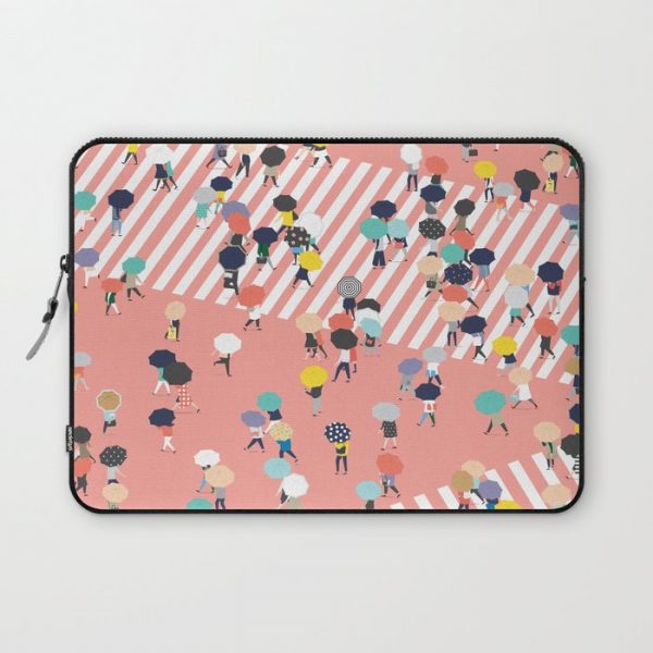 Crossing The Street On a Rainy Day Computer Cover by swanderfulthings - Laptop Sleeve - 13"